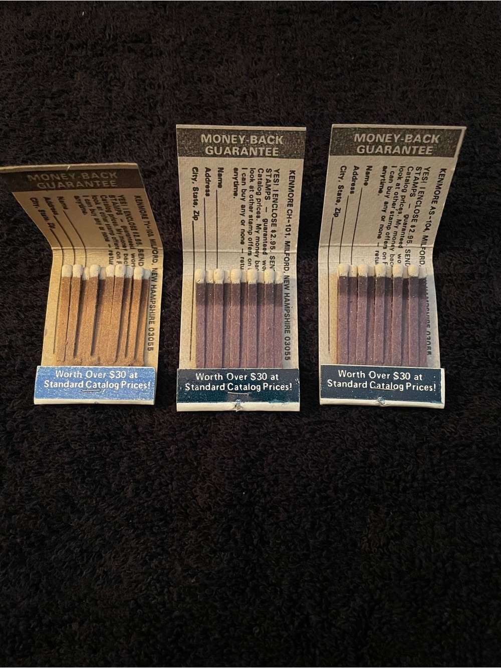 3 Vintage '1,000 Stamps' Matchbook Collectible Packs - Red, Blue, White - Picture 3 of 3